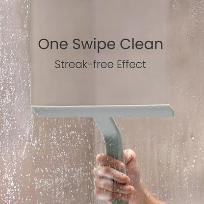 dancemoon JustHang Shower Squeegee with Built-in Hook, 10-Inch Sage Green