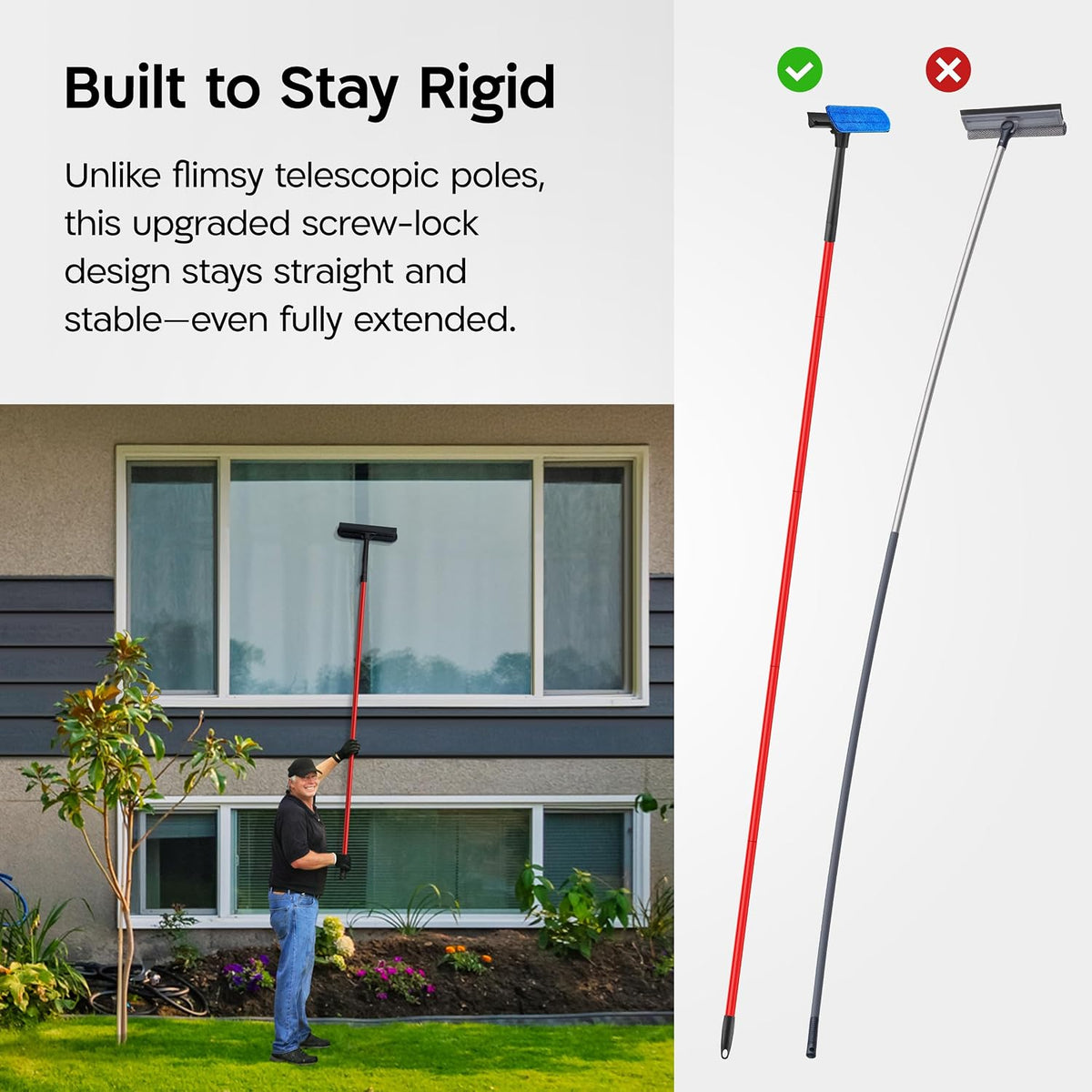 Tyroler Windows Washing Kit with Extension Pole | 12"-80" 5-Part Handle
