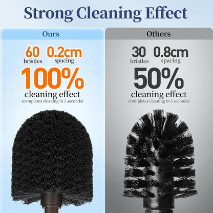 HAMITOR Toilet Bowl Brush Holder Set: Modern Brown Bathroom Accessories