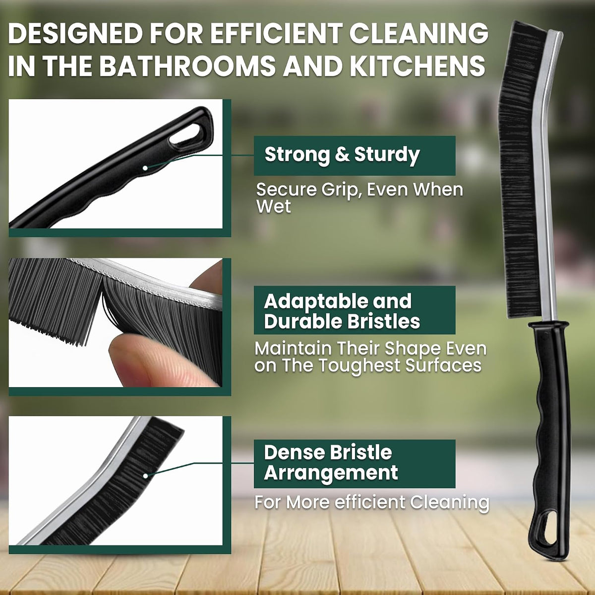 Crevice Cleaning Brush Set – 6Pcs Hard Bristle Cleaning Tools for Grout, Tile Floors, Gaps & Narrow Spaces – Small Grout Scrub Brush for Cleaning Bathroom, Shower, Window Tracks, Kitchen