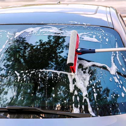 DSV Standard Professional Window Squeegee | 2-in-1 Window Cleaner Sponge and 10" Soft Rubber Strip with Extension Pole 50 Inch & 127 cm | Adjustable to Clean from Multiple Angles