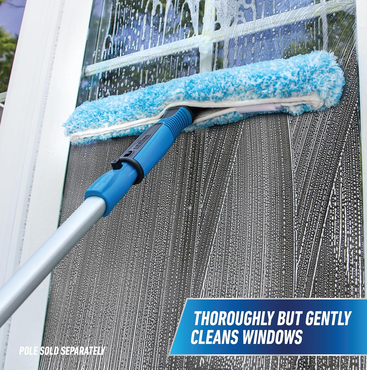 Unger Professional Connect and Clean Total Pro Cleaning Kit, All-in-One Household Window Washing with Streak-Free Results, Includes 12” Squeegee, 14” Scrubber Washer, Telescopic Pole Extends Up to 6’