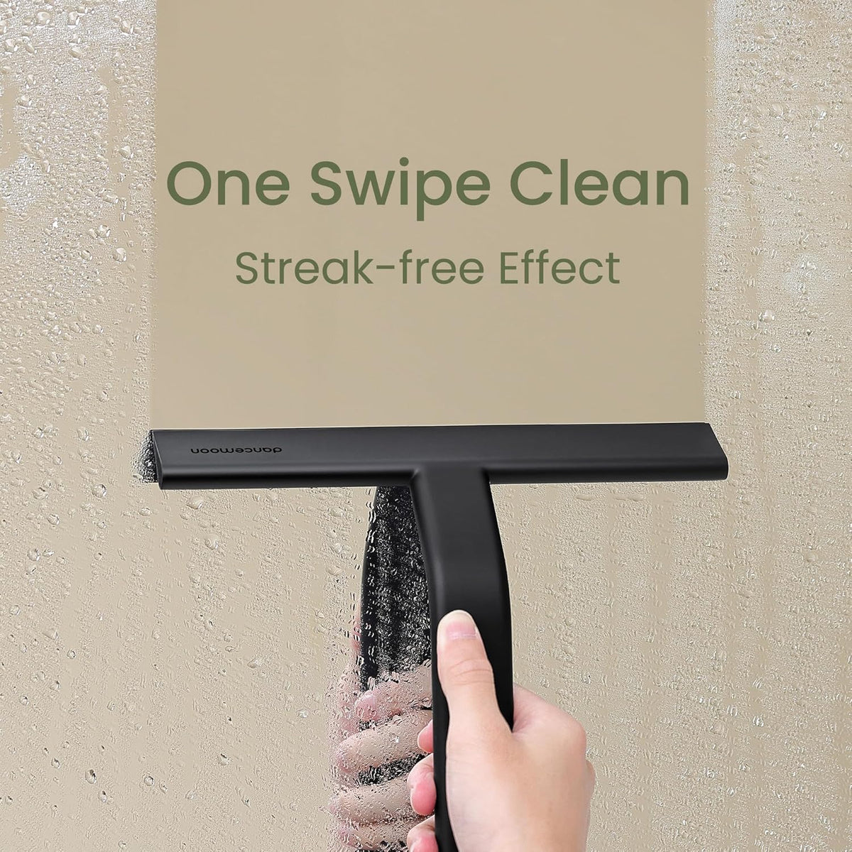 dancemoon JustHang Shower Squeegee with Built-in Hook, 10-Inch Black