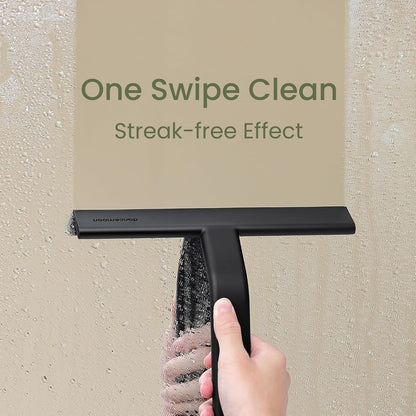 dancemoon JustHang Shower Squeegee with Built-in Hook, 10-Inch Black
