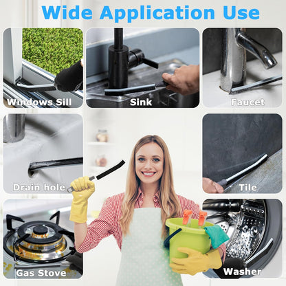 2026 NEW Ergonomic Anti-Slip Handle Grout Brush, 2Pcs Crevice Cleaning Brush, Hard Bristle Multi-Purpose Cleaning Tools, Small Cleaning Brush for Household Use Kitchen Bathroom, Right Hand