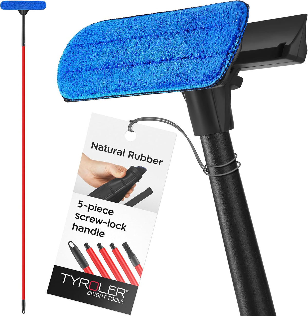 Tyroler Windows Washing Kit with Extension Pole | 12"-80" 5-Part Handle